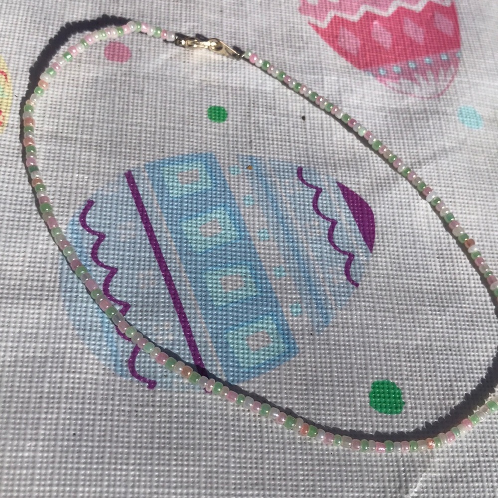 Homemade pastel beaded choker